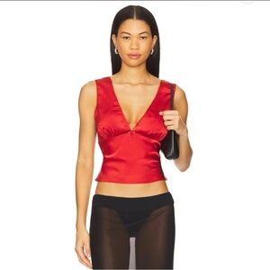 ❤️ REVOLVE Red Satin Tie-Back Top – NWT